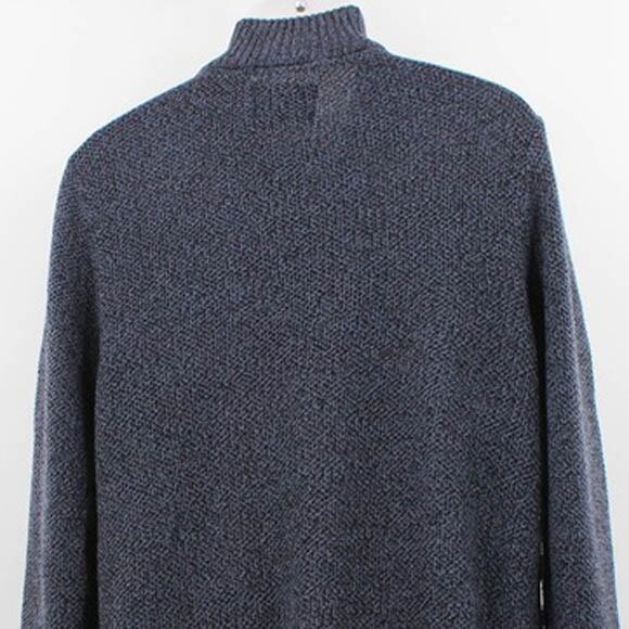 Flag & Anthem Button Mock Neck Sweater in Navy Heather Size Large - Picture 6 of 12